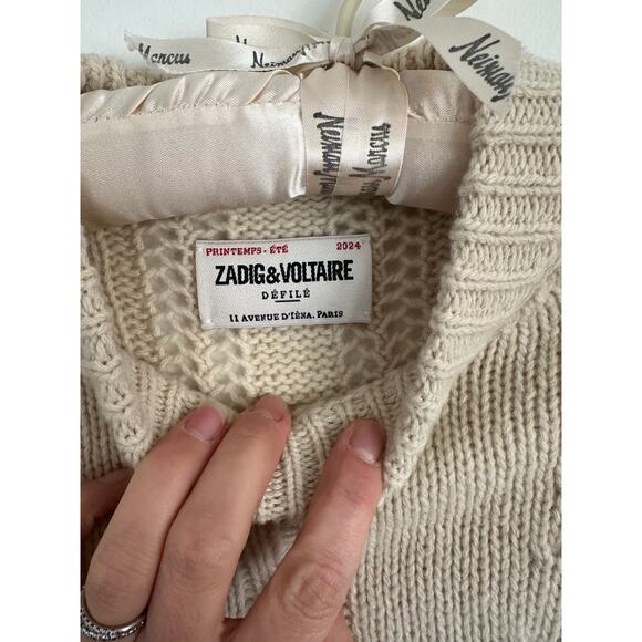 Zadig & Voltaire Defile Morley Cable Knit Cream Sweater NWT Small - Picture 10 of 12